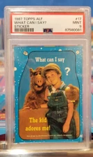 💥 1987 ALF PSA 9 Mint Ser1 Sticker Card #17 What Can I Say? XMAS PRESENT 💥