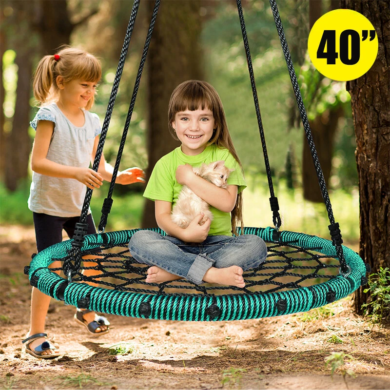 40 Tree Swing Saucer Chair Nest Web Net Kids Outdoor 750lbs w Hanging Ropes