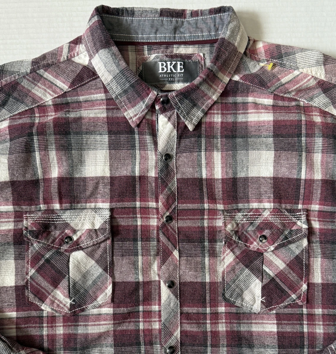Chemise à Carreaux BKE Homme Taille XL - Coupe Athlétique, Stretch, Manches Longues, Bleu - Occasion