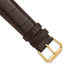 DeBeer 19mm Genuine Matte Alligator Brown Gold-tone Buckle Watch Band