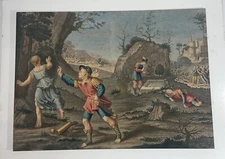 Vintage Colored Print Depicting Roman Life