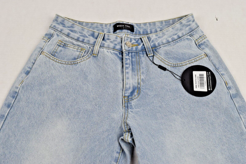Jeans White Fox Size W30 L31 Light Blue Wash Wide Leg Mid Waist New With Tags - Picture 3 of 16