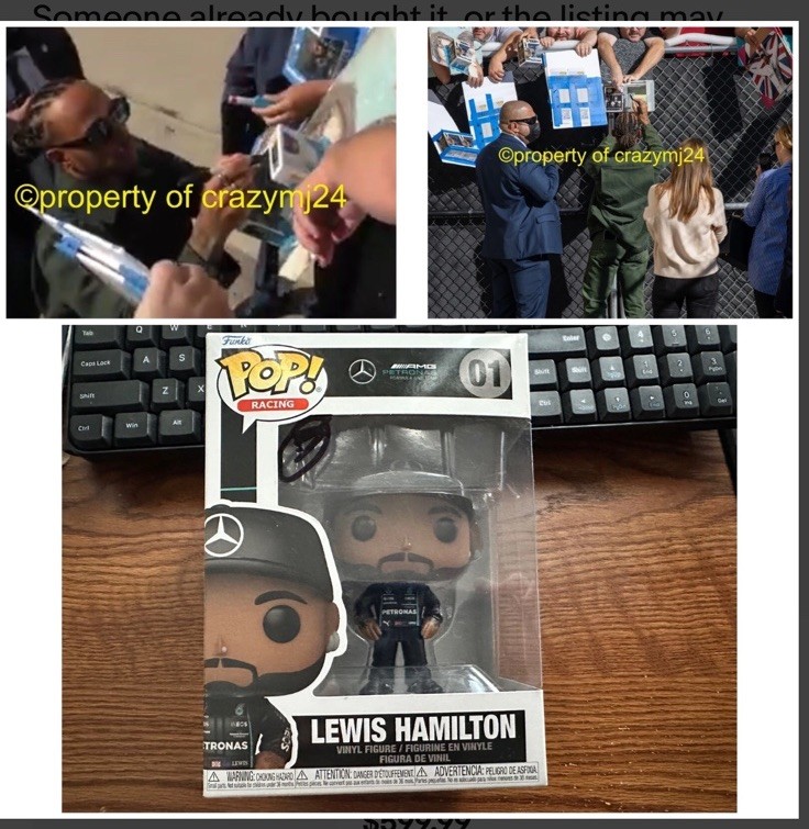 Lewis Hamilton Autographed Funko Pop Signed At Jimmy Kimmel With Photos 