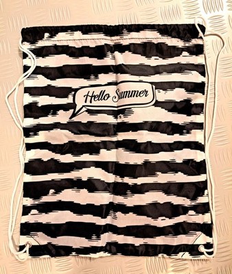 Toller Turnbeutel - Rucksack - hello summer - schwarz weiß stripes - neu