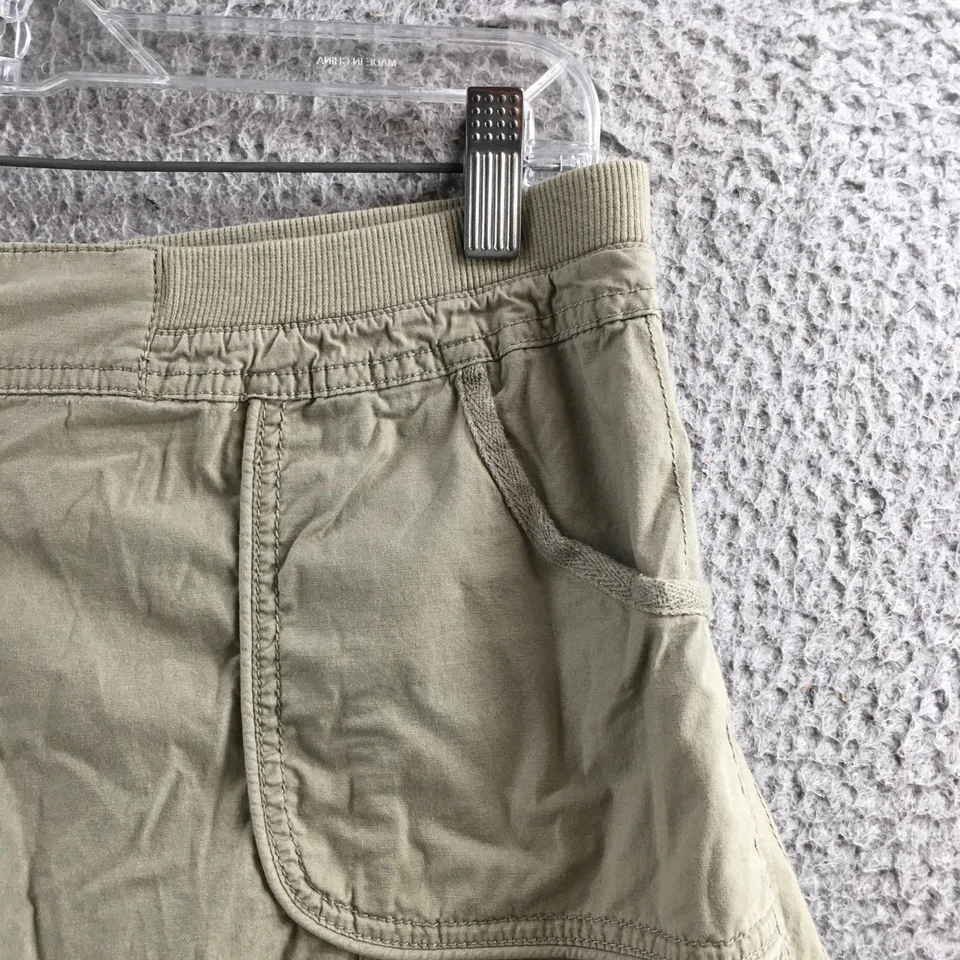 Pantalón Corto Chicos Cargo Para Mujer 0.5 Verde Mezcla Algodón Tiro Medio Frente Plano Cremallera Mosca Foto 4 de 4