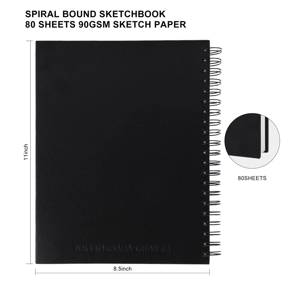 8.5x11inches Hardbound Sketch Book, Spiral Bound Sketch Pad, 80-Sheets 90gsm - Image 2 of 4