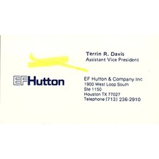 Tarjeta de visita EF Hutton and Company, Terrin R. Davis, Houston, TX SF3-B7