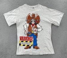 Vtg Sun Sportswear Inc Mens L Gray Single Stitch Shirt Funny Coffee Cowboy Tee