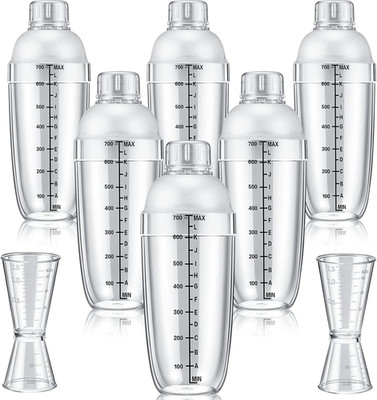 8 Pcs Plastic Cocktail Shaker Set 6 Pcs 24 Oz Drink Shaker 2 Pcs Double Measurin
