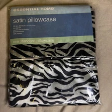 Essential Home Satin 20" x 30” One New Standard Pillowcase Zebra Motif