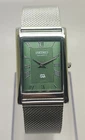 Vintage Seiko Slim Tank Quartz Men Green Face Dress Watch-Free DDP Shipping