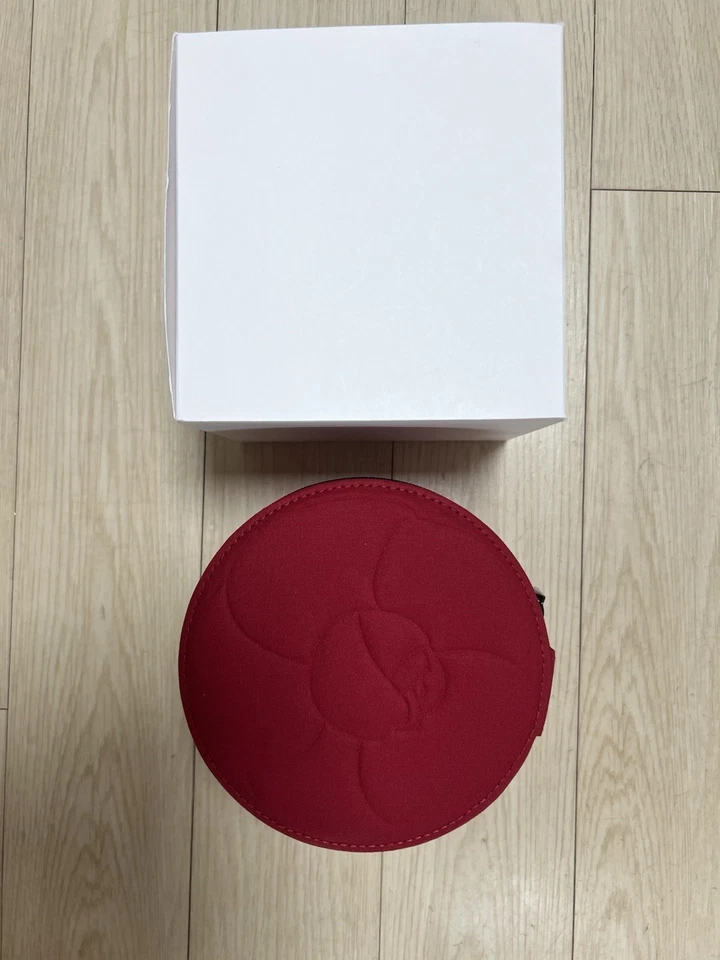 Chanel Beauty Red Round Camellia Vanity Travel Mini Makeup Case No 1 De Chanel - Image 3 of 4