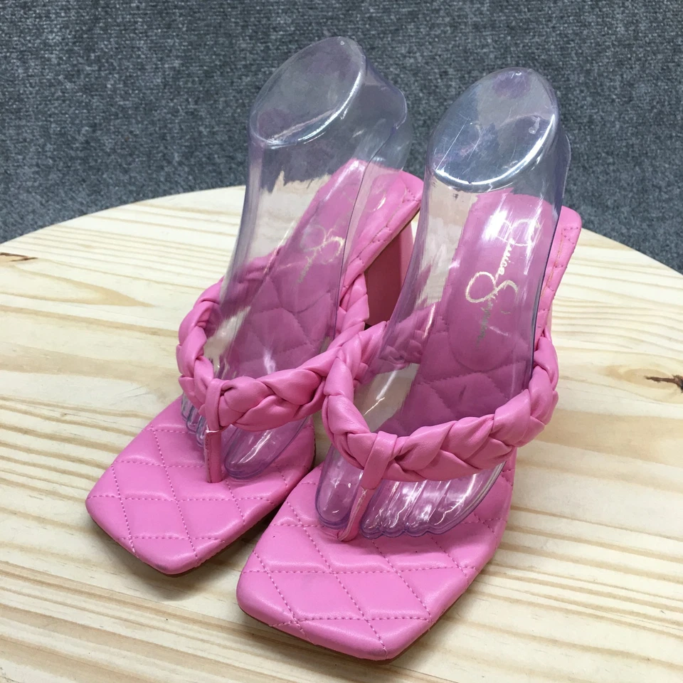 Jessica Simpson Sandalias Mujer 9M Zaliye Tanga Rosa Imitación Cuero Tacones Bloque NUEVAS Foto 4 de 4