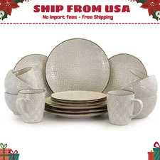 Cream Embossed 16-pc. Dinnerware Set - FREE SHIPPING