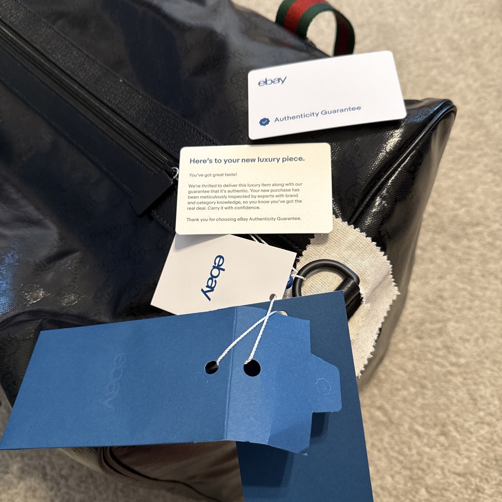 Gucci GG Crystal Black Coated Canvas Large Duffle Bag Authentic thumbnail 12