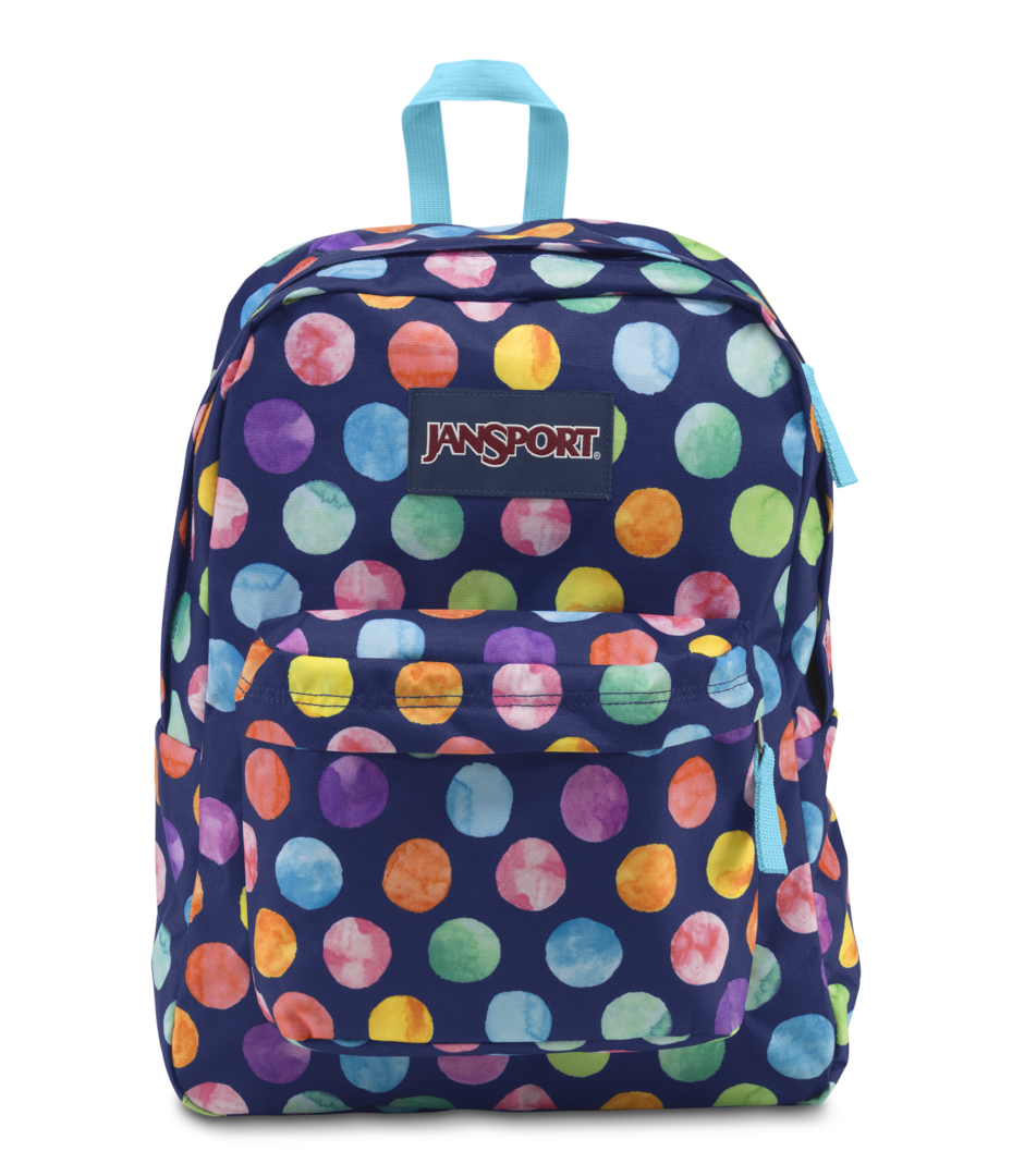 JanSport Superbreak Backpack, Back to School bag, Rucksack (MultiColoured Spots)