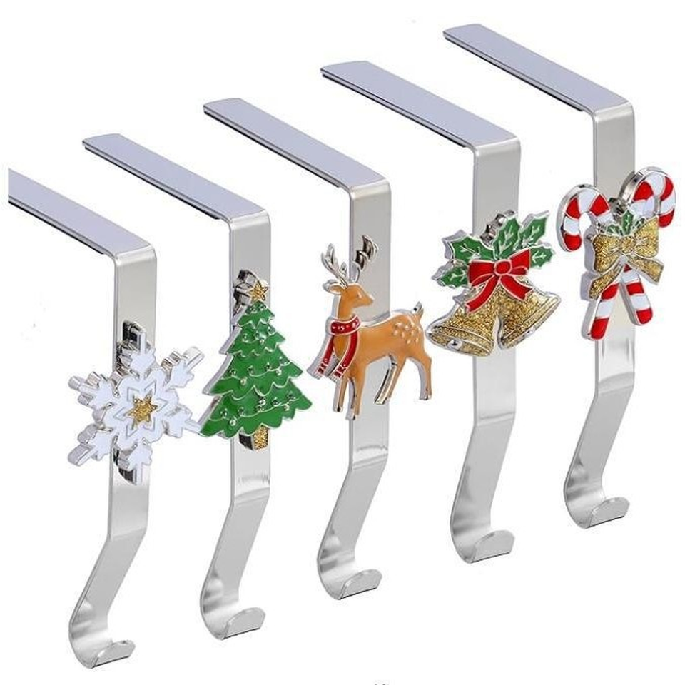 Weihnachts Strumpfhalter Aus Metall - 2 Stück In Bronze Für Kamin & Regal