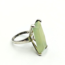 Vintage Sterling Silver 925 Light Green Chalcedony Cocktail Ring Sz 7