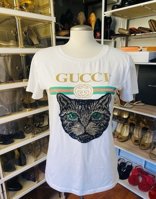 Gucci Cat Eye Sequin Oversized Cotton  Tee 
