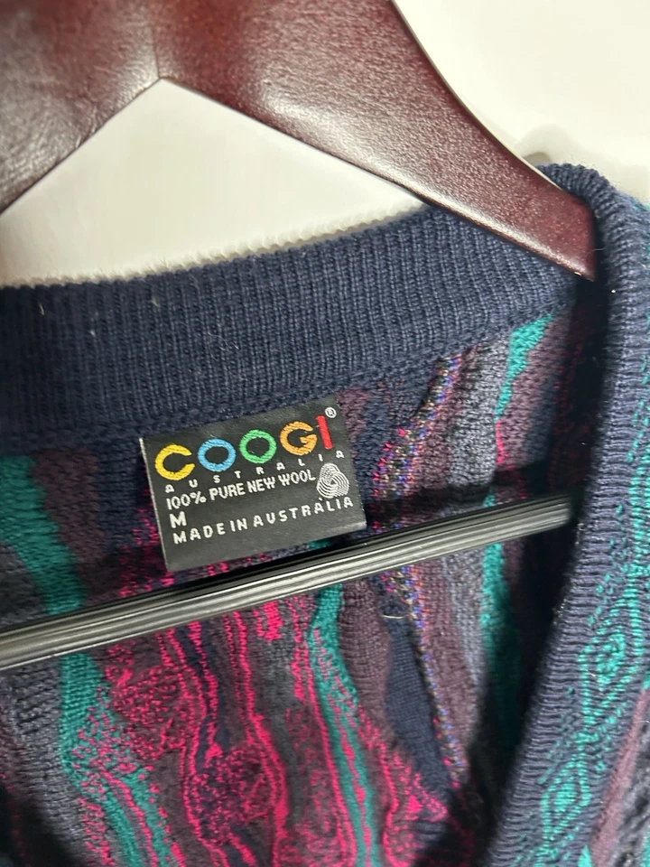 Cárdigan Coogi Vintage Para Hombre Multicolor Texturizado Azteca Patchwork  Foto 4 de 4