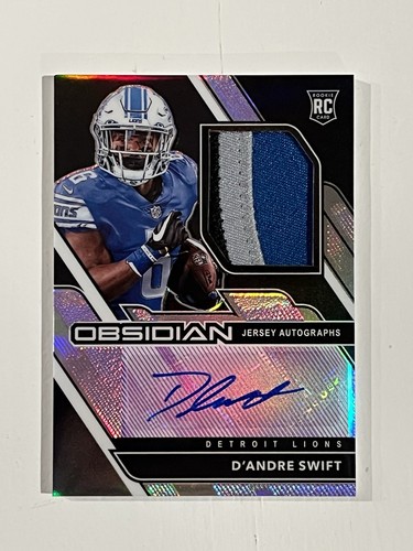 D'Andre Swift 2020 Panini Obsidian Purple RPA 3 Color Patch Auto RC /40 Bears RB