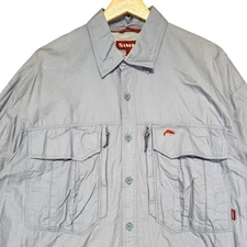 SIMMS Vented Fishing Shirt Mens XL Blu Long Sleeve Button Up Quick Dry Sun Shade