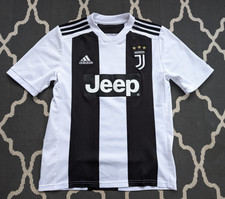YOUTH XL Juventus Soccer Jersey Black White Stripe Jeep 2018-19 Home