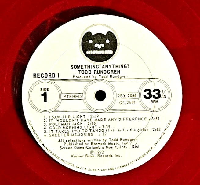 TODD RUNDGREN Something Anything US RED/BLUE VINYL 2-LP BX 2066 VG/G+ 1972 - Image 3 of 4