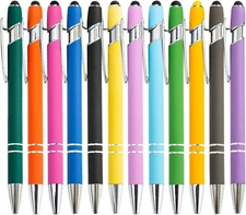 12 Pieces Ballpoint Pen with Stylus Tip, Metal, 2 in 1 Stylus Ballpoint Pen 1.0