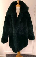 Mango MNG Green Faux Fur Coat,/Jacket Top Clasp New Beautiful Med/Small 