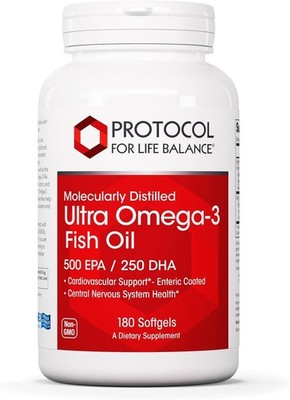 Protocol Ultra Omega-3-500mg EPA & 250mg DHA - Fish Oil - 180 Softgels