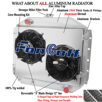 3 Row Radiator+Shroud Fan for 1966-1979 70 Ford F100 F150 F250 F350 Bronco Truck