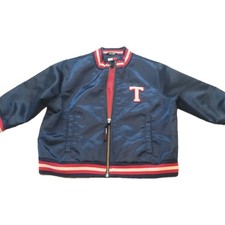 Tommy Hilfiger Girls 3/4 Sleeve Bomber Jacket Red Blue XL Sleeve Full Zip Girl