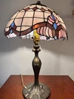 Tiffany Style 18" Antique Vintage Stained Glass  Table Lamp, new cord/ socket