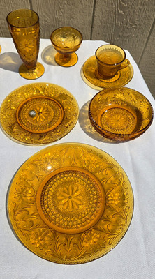 Vtg Indiana Tiara AMBER 6-piece Place Setting (#942) NOS Never Used