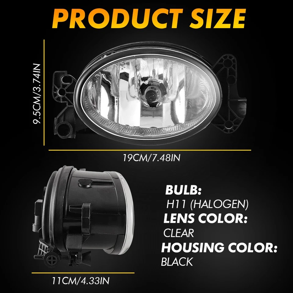 For 2007-2009 Mercedes Benz E320 R320 E63 AMG Fog Lights Clear Glass Lens Lamp - Image 4 of 4