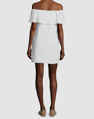 white off shoulder shift dress OFF-SHOULDER LONG SHIFT DRESS IN WHITE