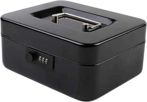 KYODOLED Medium Metal Cash Box with Combination Lock Safe and Money Tray for Sec