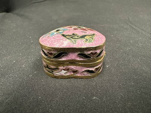 Vintage Pillendose Emaille rosa aufklappbar mit Blumen - Bild 9 von 11