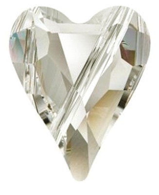 1 SWAROVSKI WILDHERZ PERLE 5743, KRISTALL AB, 17 MM, LOCH DIAGONAL GEBOHRT