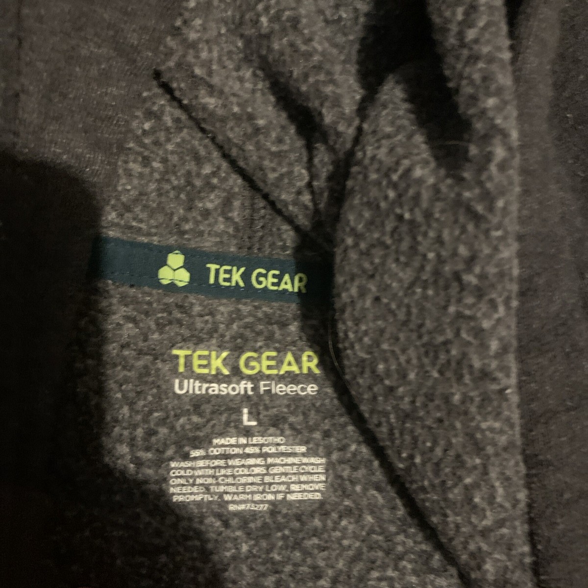Men's Tek Gear Gray Cotton Blend Ultrasoft Fleece Pullover Hoodie