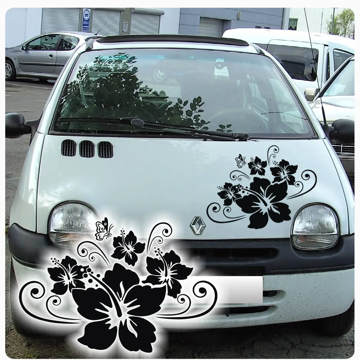 Hibiskus Blumen Schmetterling Autoaufkleber Auto Aufkleber Motorhaube  A867-S