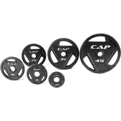 CAP Barbell, Olympic Grip Plate, Black- (Choose Your lbs)- Free Shipping