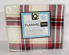 Living Quarters Cold Weather 100 Cotton Flannel Sheet Set Ivory Red Plaid Twin