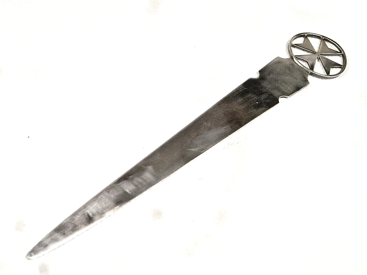 Vintage Ouvre-lettre épée dague en argent sterling 6,25 pouces avec poignée de serpent totem inca - France