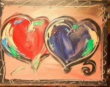 HEARTS  PAINTING SIGNED Abstract Modern CANVAS Original    23RTdvH4F5