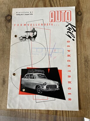 VINTAGE 1956 ROOF CARRIER SALES BROCHURE IN GERMAN VW& MORE KULI AUTO