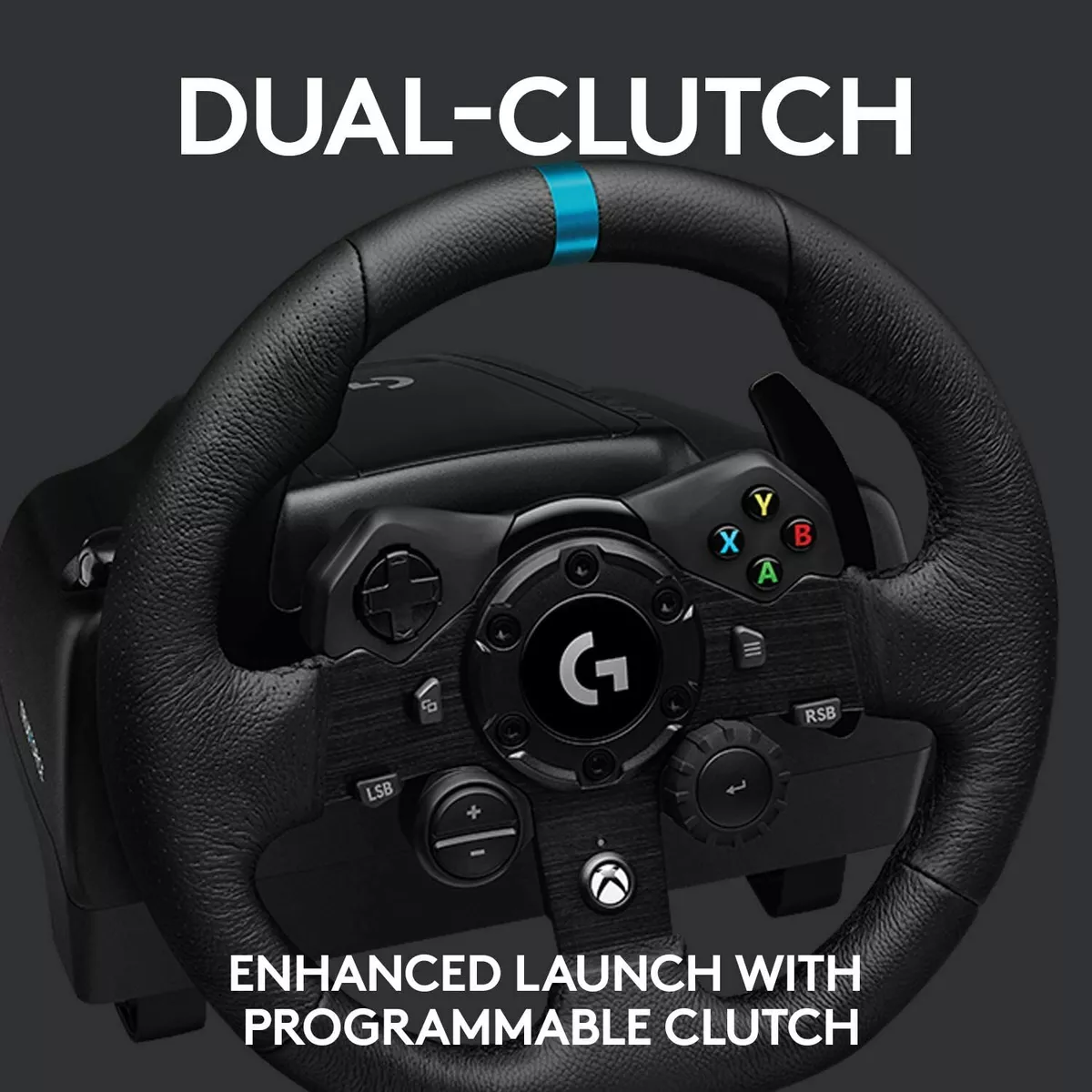  Logitech G923 Racing Wheel and Pedals for Xbox XS, Xbox One  and PC Featuring TRUEFORCE up to 1000 Hz Force Feedback, Responsive Pedal,  Dual Clutch Launch Control, and Genuine Leather Wheel