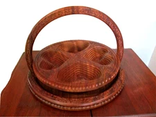 Collapsible Wooden Fruit Basket Heart Valentine Gift Love carved basket Design