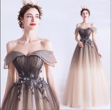 Women's Pretty Off Shoulder Gradient Flared Evening Dress Cocktail Wedding